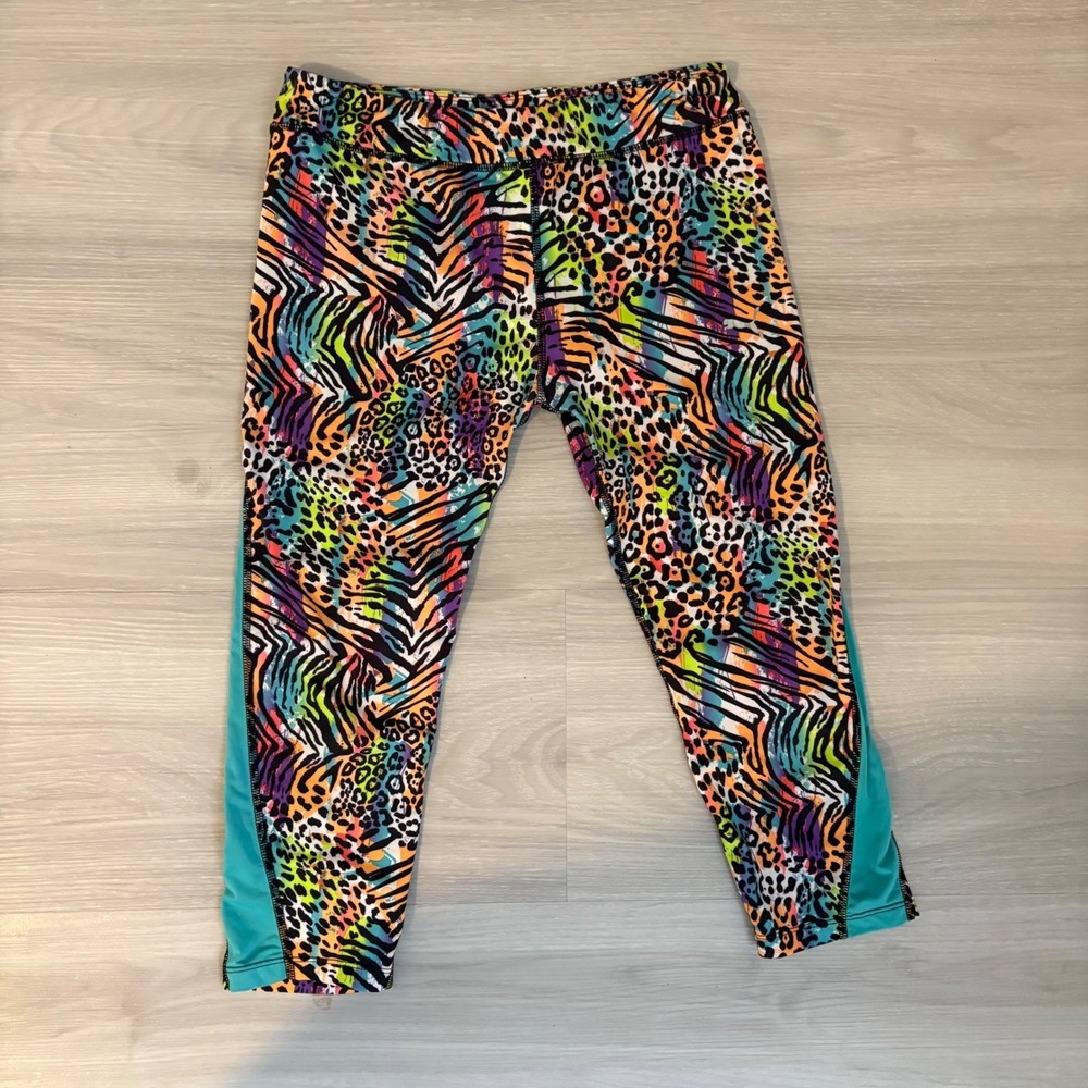 Puma Girls Leggings Rainbow Animal Print Capri Leopard Zebra Athletic Pant XL 16